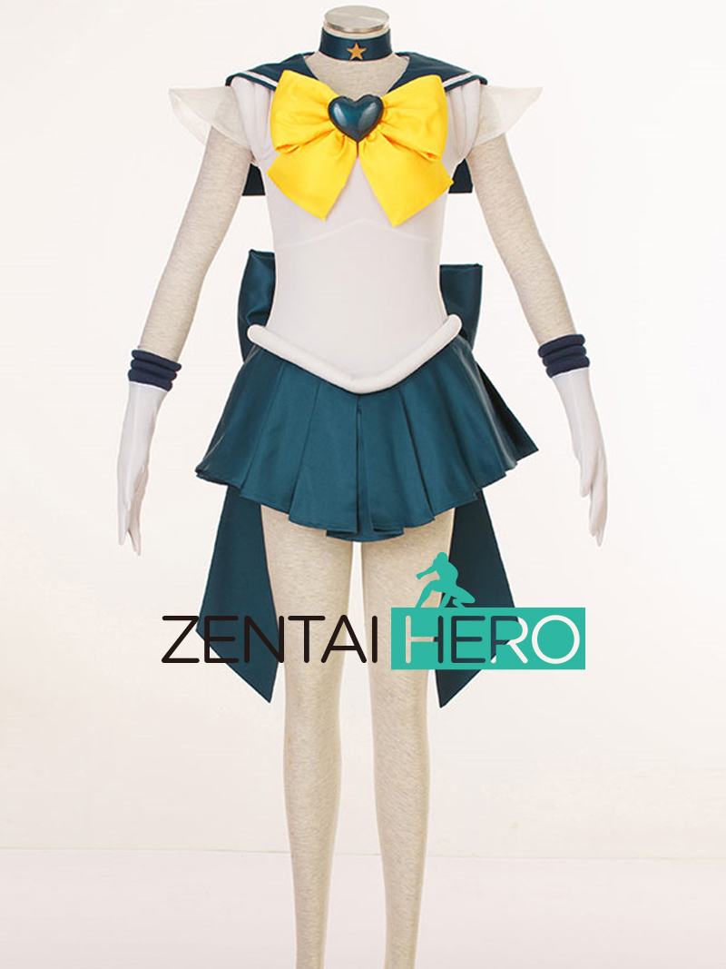 Sailor Moon Super S Kaiou Michiru Cosplay Costume Yellow Bow