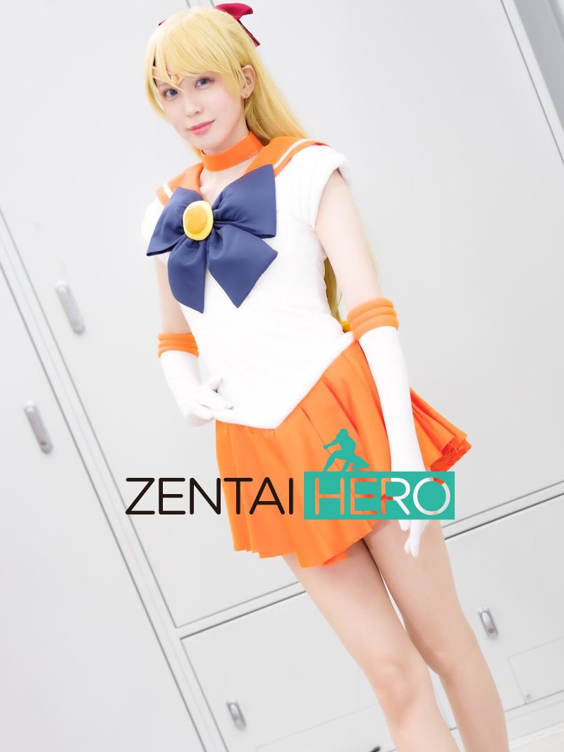 Heroine Sailor Moon Minako Aino Orange Spandex Cosplay Costume