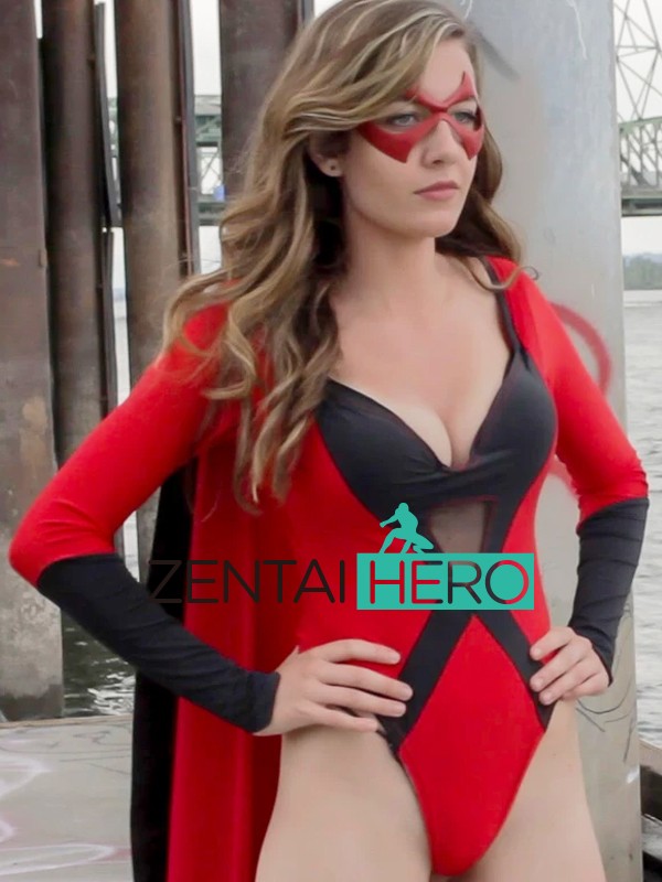 TBFE Super Heroine Sexy Girl Red and Black Cosplay Costume