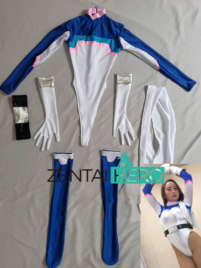 Sexy Heroines White/Blue Lycra Spadex Lady Cosplay Costume