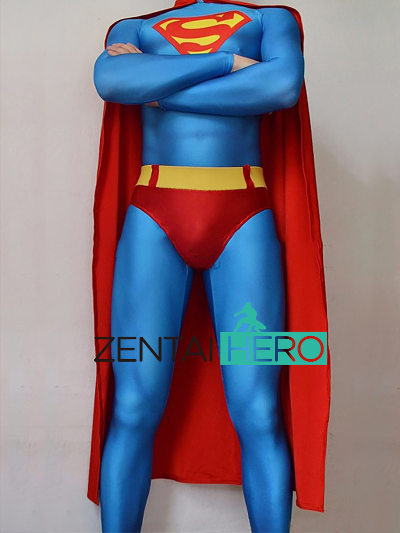 3D Printed Blue Superman Halloween Cosplay Costume with Cape