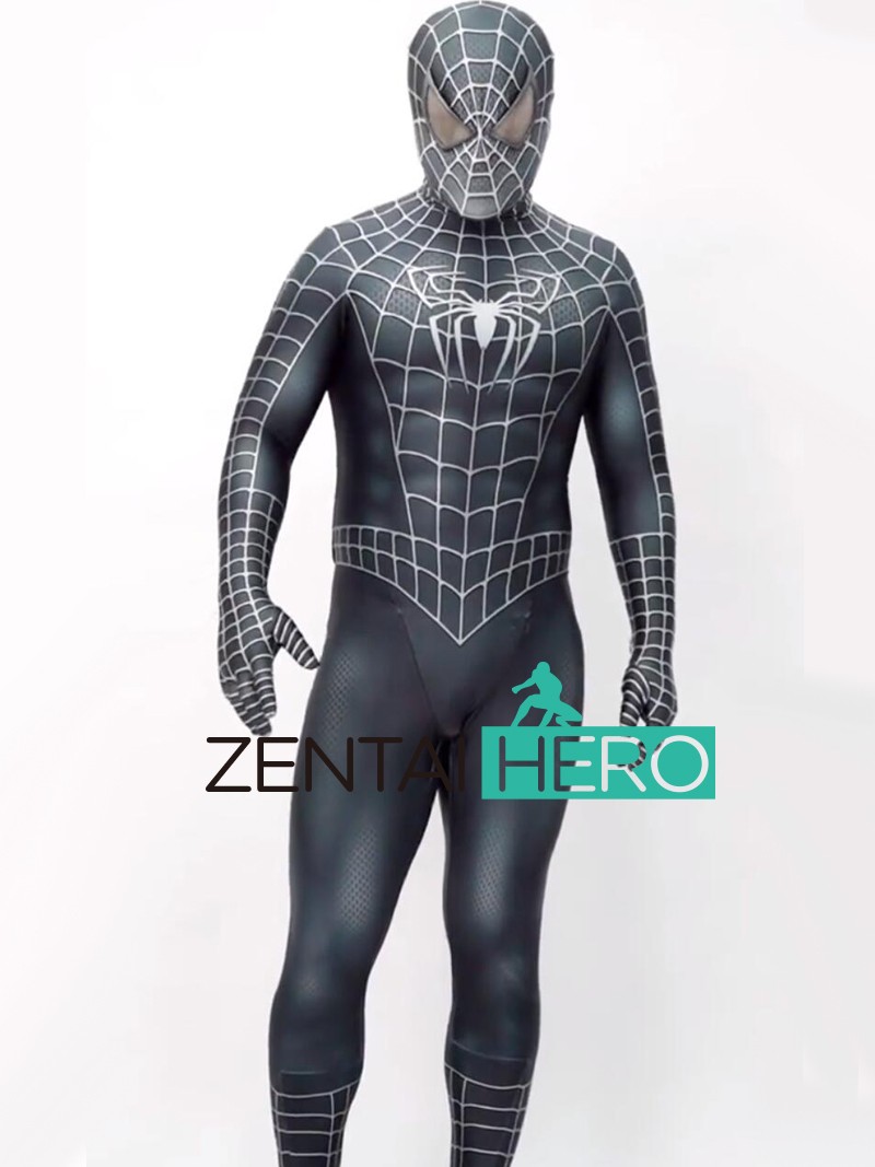 Printed Raimi Spiderman Suit Cosplay Costume with Silver Lenses