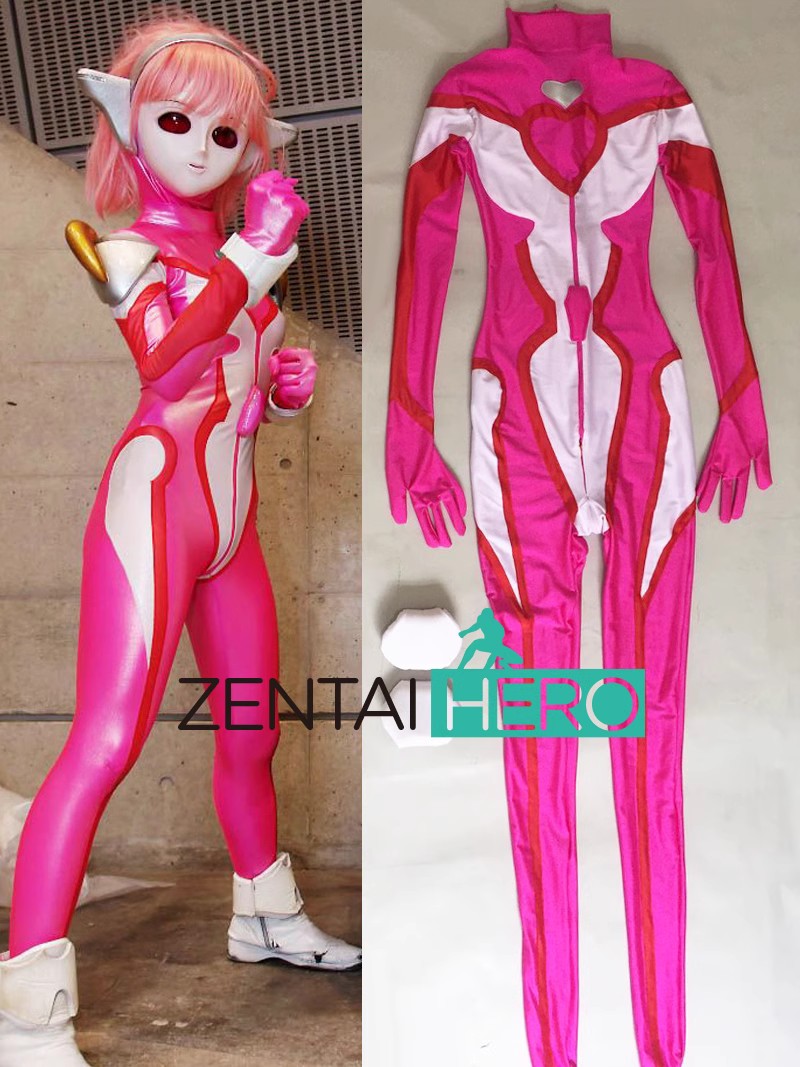Sexy Supergirl V2 Mighty Lady Cosplay Costume White Rose Pink