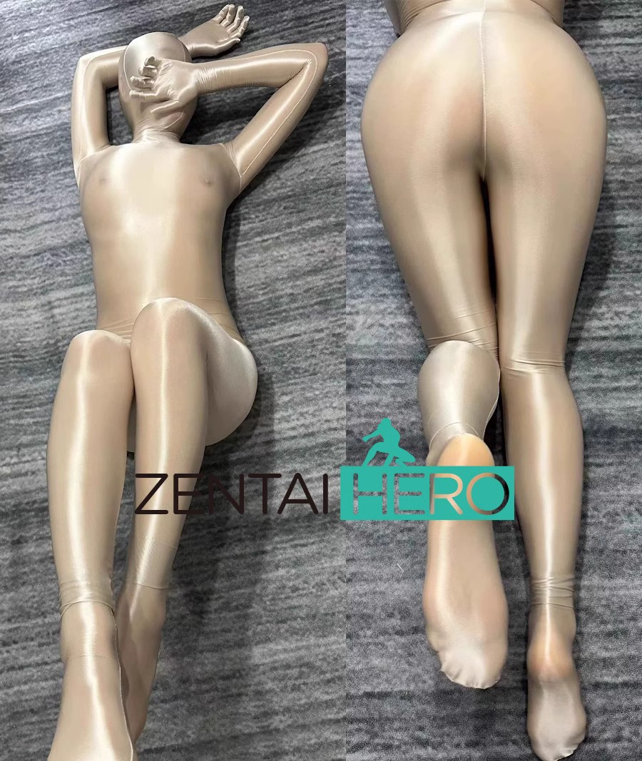 Sexy Satin Spandex Zentai Suit Flesh Shiny Lycra Bodysuit