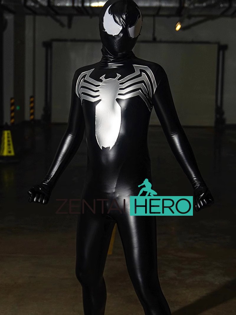 Black PU Version Venom Spiderman Cosplay Costume