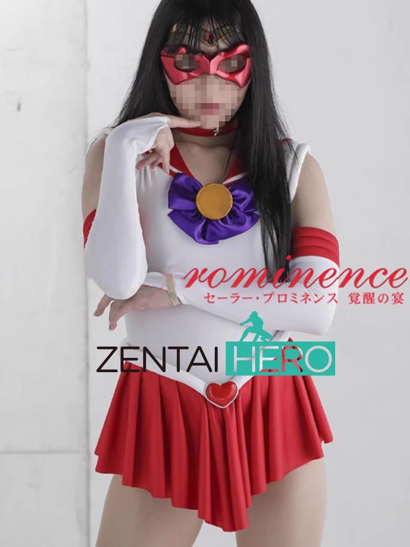 Red/White Moon Girl Cosplay Costume Sailor Mars Lycra Mini Dress