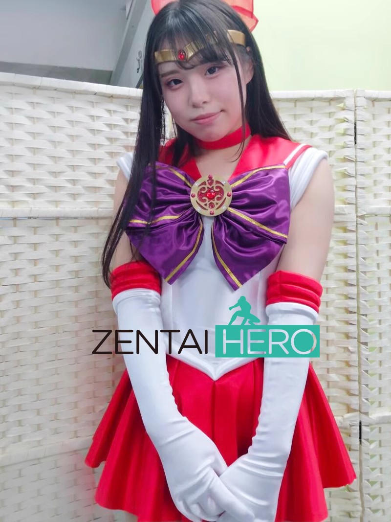 Sexy Heroine Red Moon Sailor Mars Shiny Satin Cosplay Costume