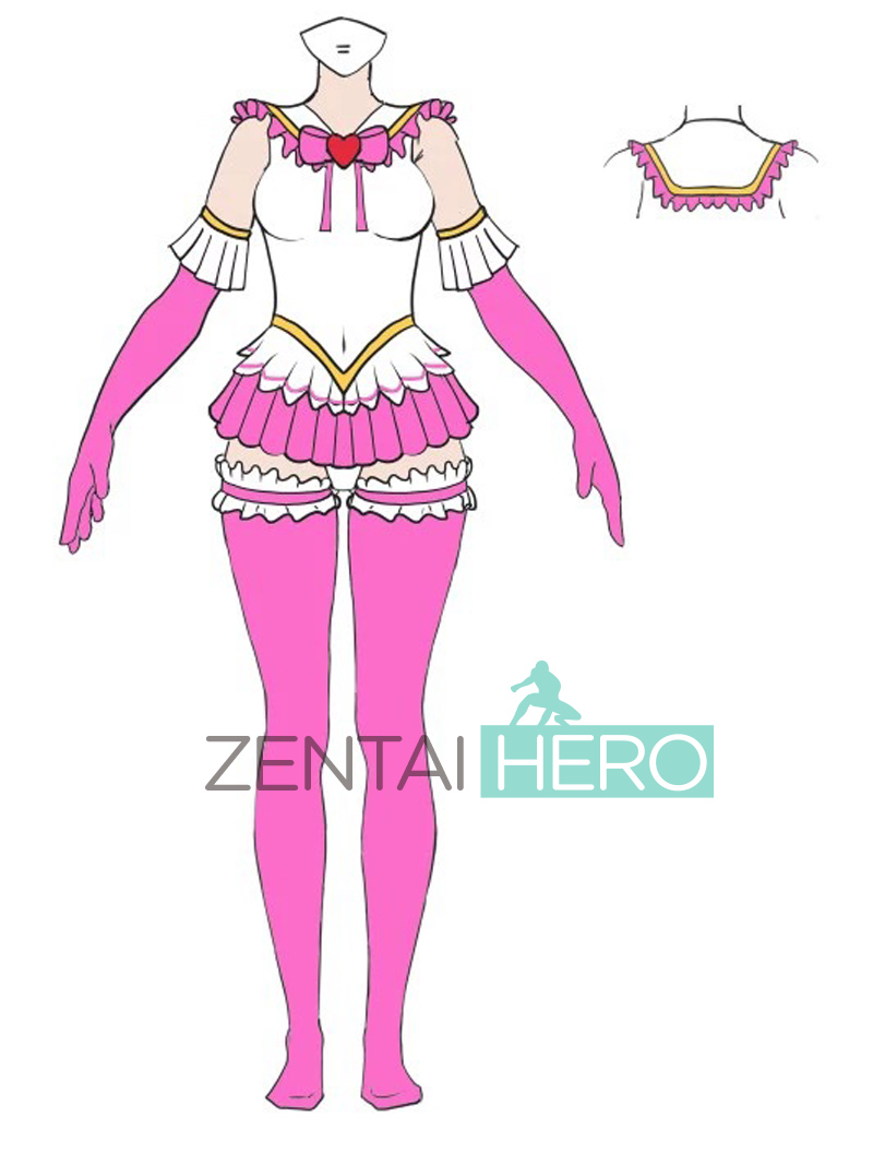 Sexy Sailor White/Pink Lycra Spandex Cosplay Costume
