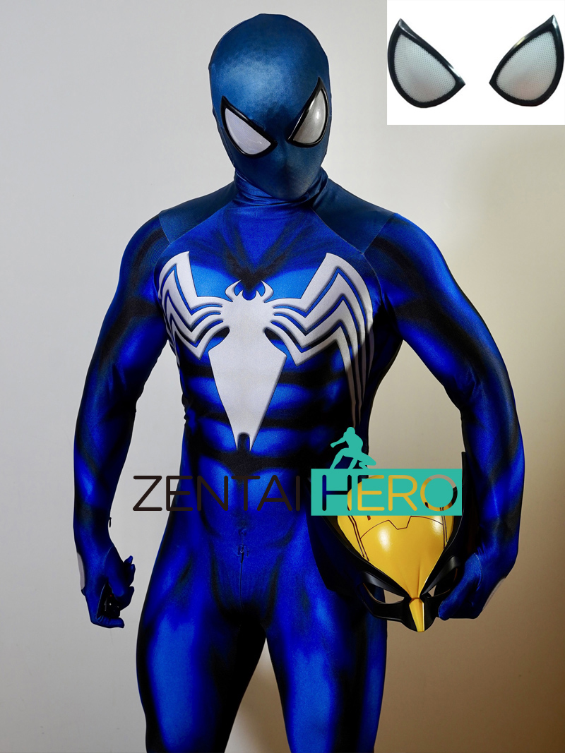 Blue Venom Spider Cosplay Costume with Lenses Attached