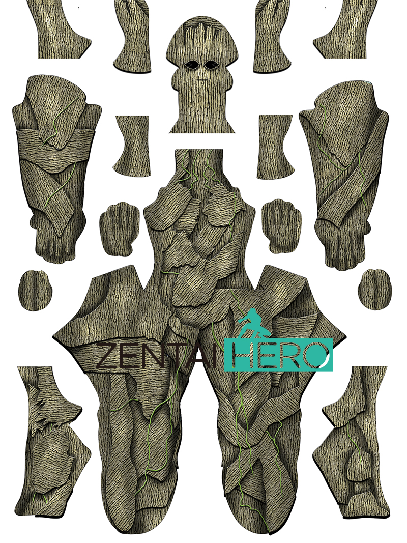 3D Printed Lycra Spandex Tree Groot Cosplay Costume with Hood