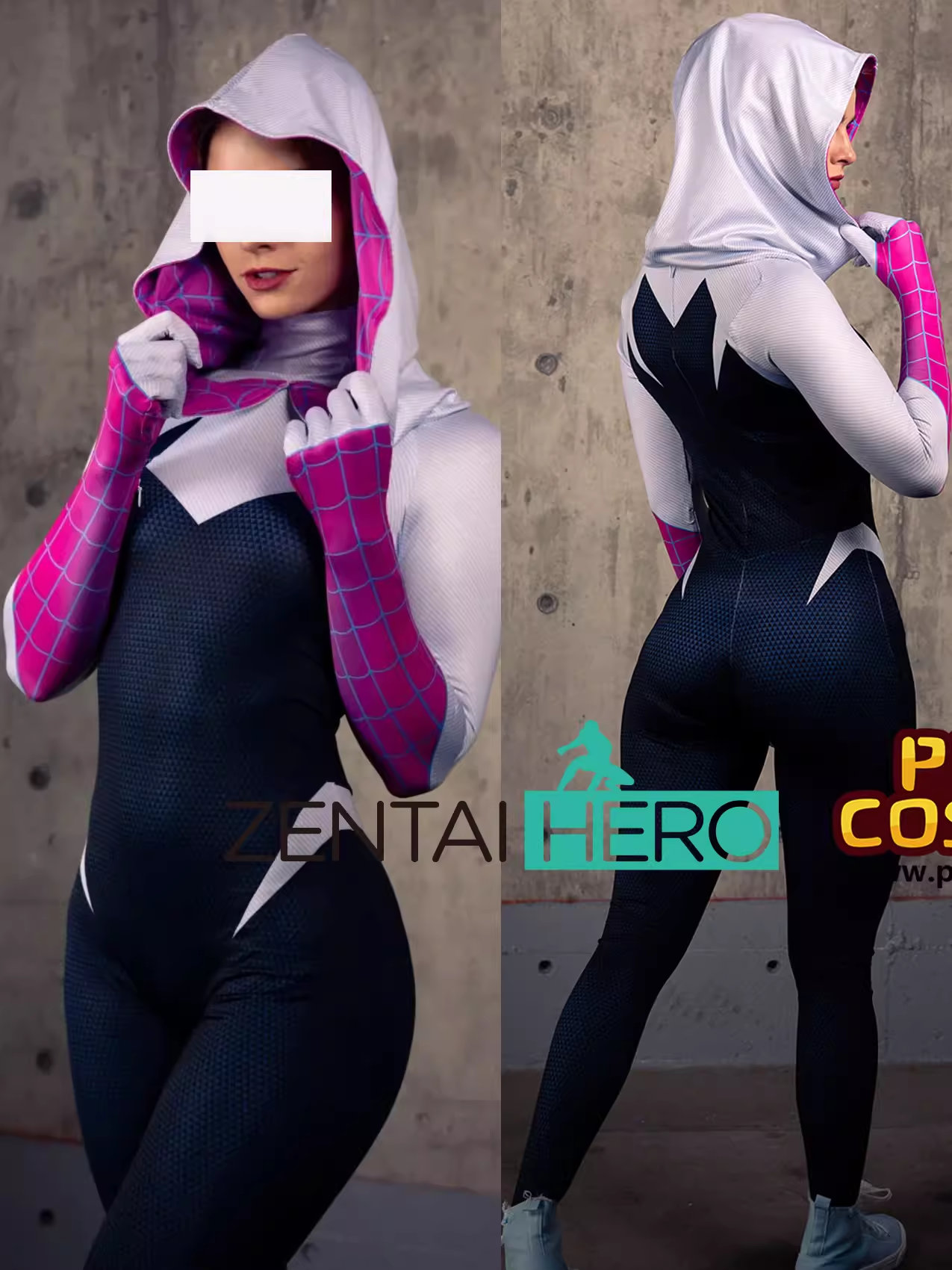 New Printed Across the Spider-Verse Gwen Cosplay Costume No Hood