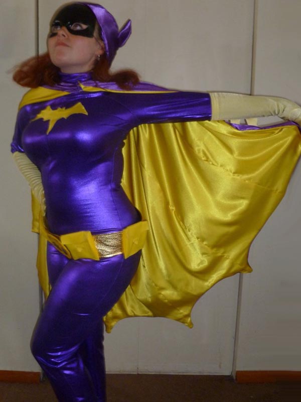 Purple Shiny Metallic Batgirl Cosplay Costume Halloween Suit