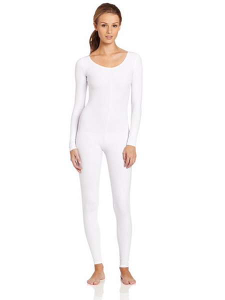 Unicolor Women Zentai White Bodysuit