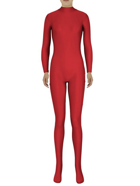 Deep Red Lycra Spandex Leotard Tights Bodysuits
