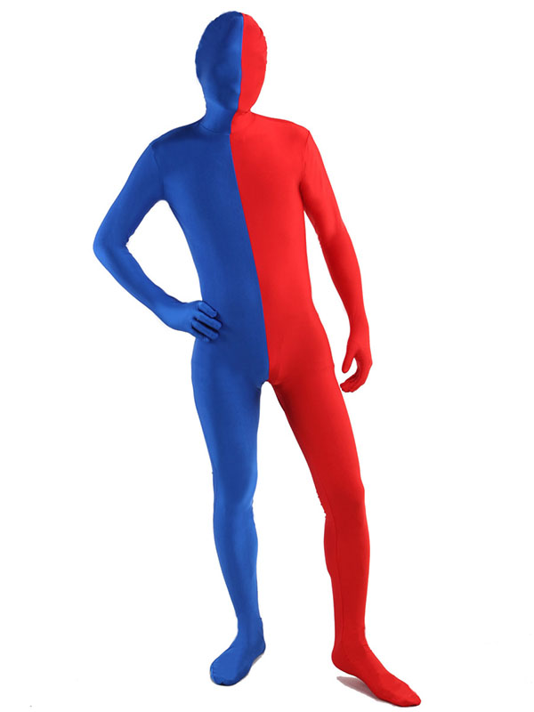 Blue And Red Split Zentai Full Bodysuit
