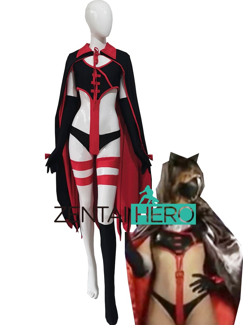 Sexy Villain Heroine Black/Red Cosplay Cosplay Bodysuit
