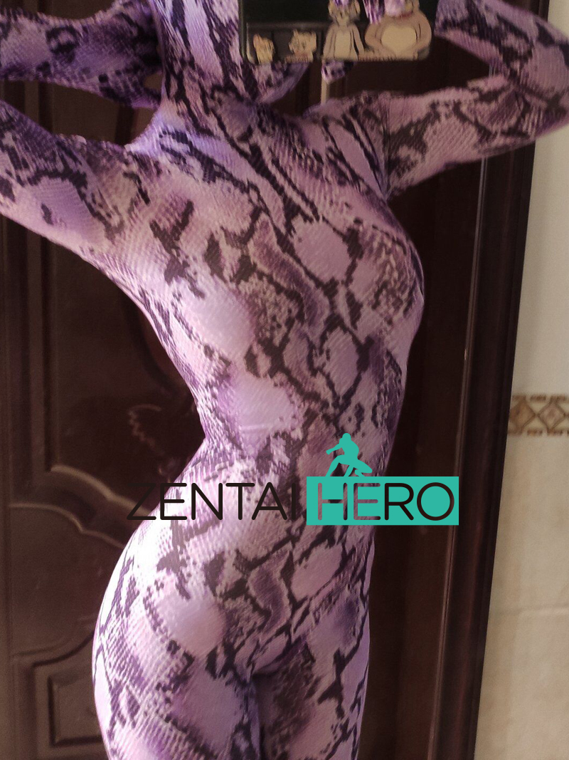 Fullbody Sexy Upgrade Silky Pink Snake Pattern Unitard Bodysuit