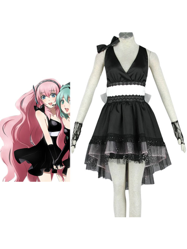 Vocaloid Megurine Luka Cosplay Costume Black Dress