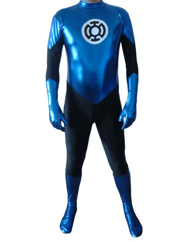 Shiny Metallic Blue Lantern Corps Cosplay Costume