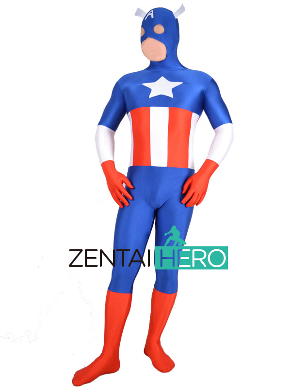 Lycra Superhero Captain America Zentai Superhero Costume