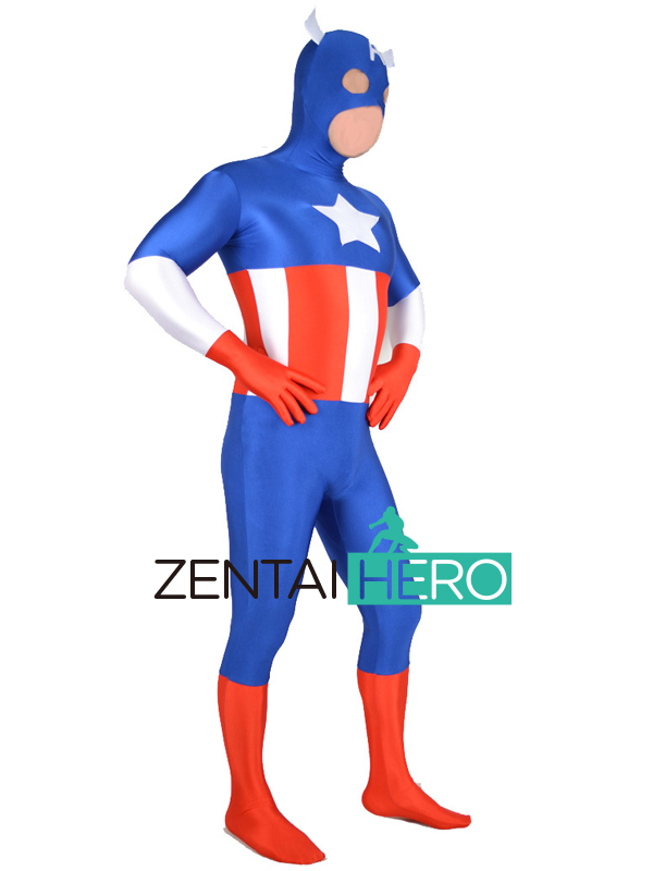 Lycra Superhero Captain America Zentai Superhero Costume