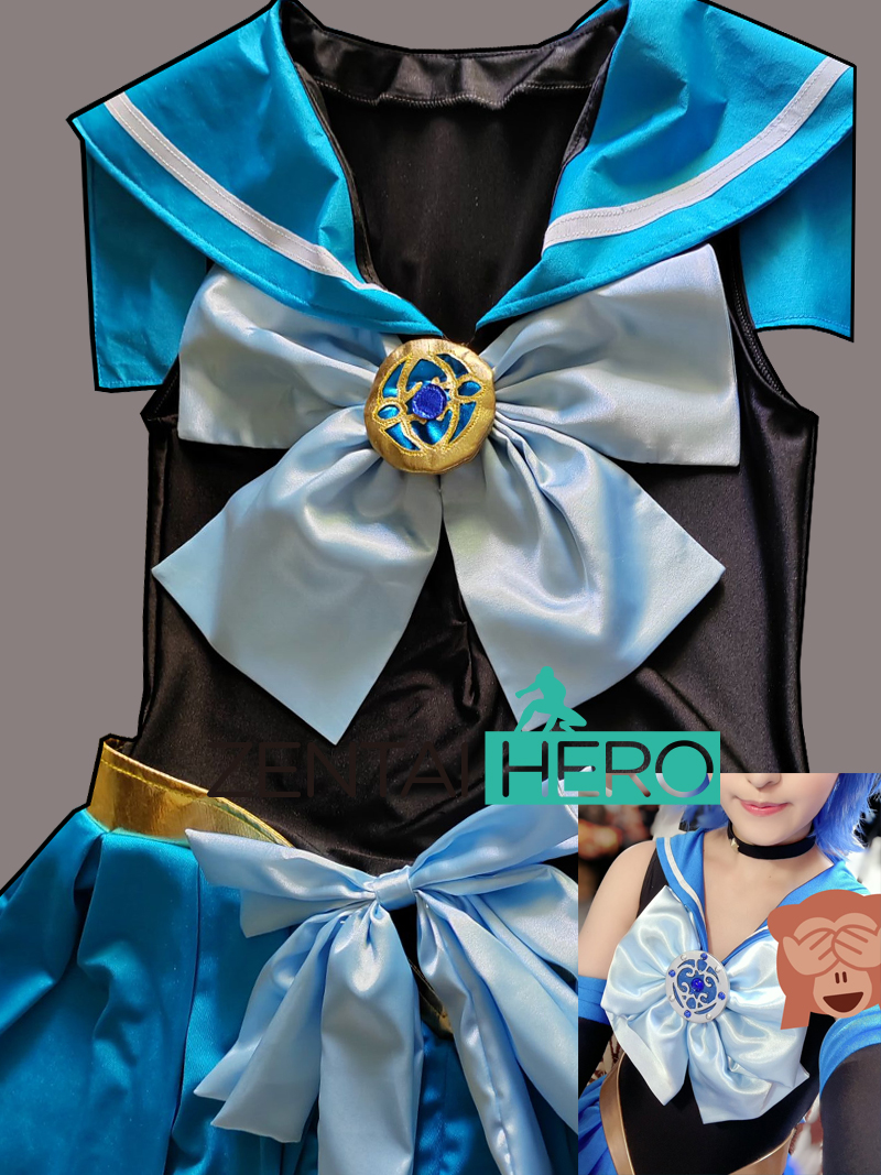 Sexy Heroine Black/Blue Sailor Moon Spandex Cosplay Costume