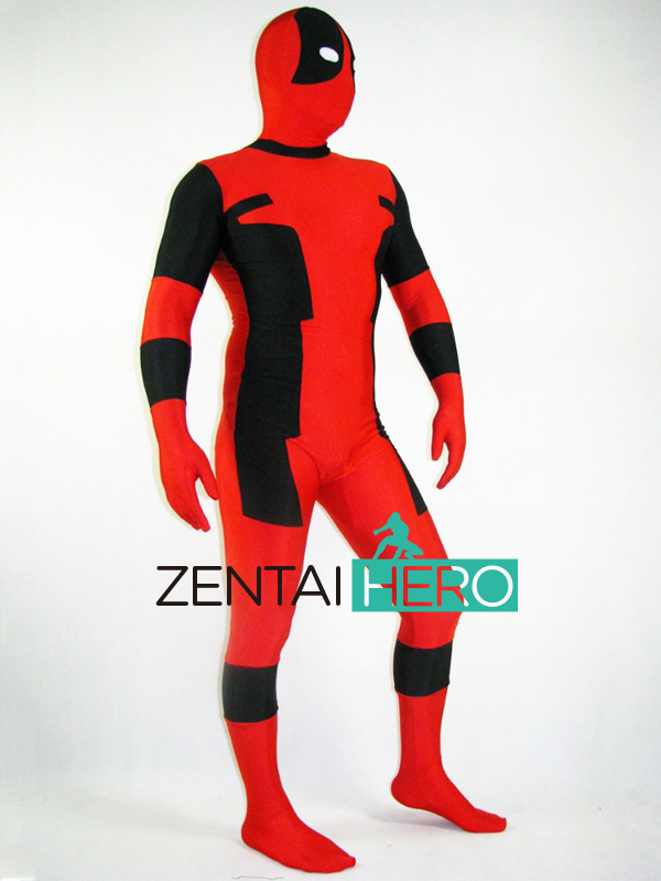 Classic Red & Black Dealpool Lycra Superhero Costume