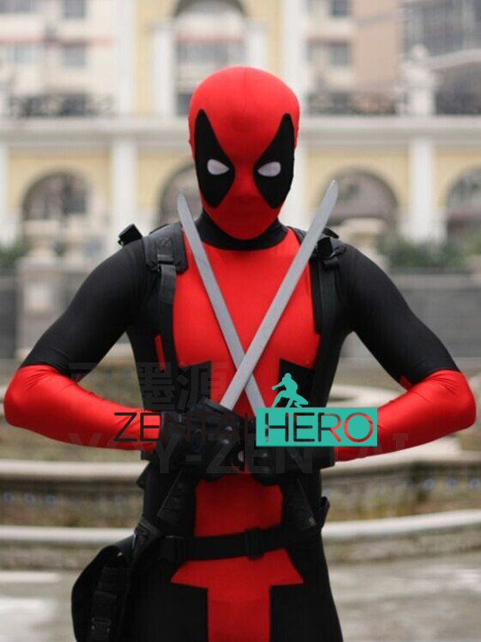New Lady Red And Black Lycra Spandex Deadpool Costume