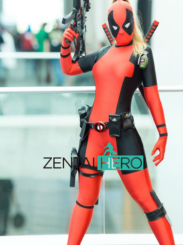Hot Women\'s Red And Black Deadpool Costume