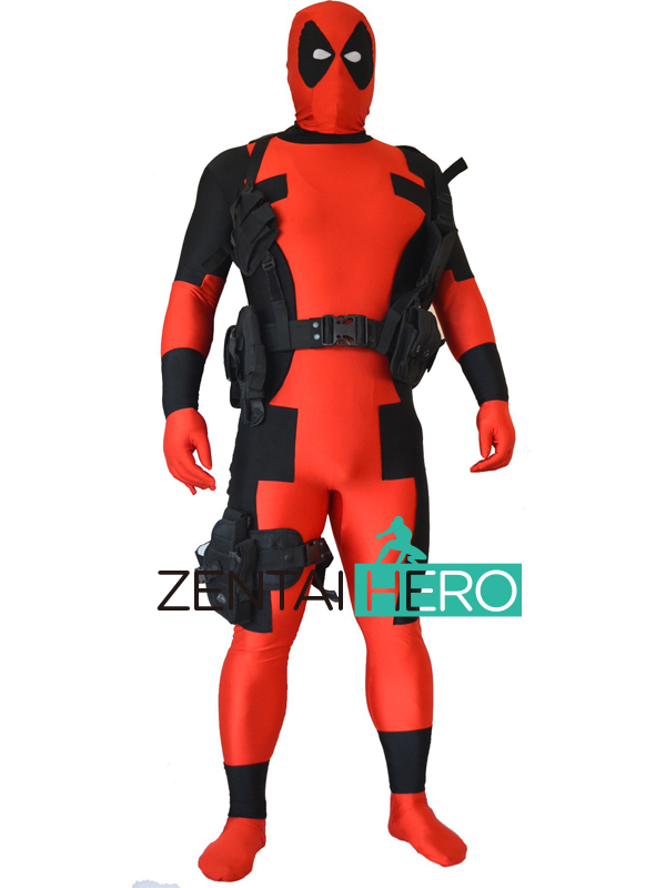 Men\'s Red And Black Deadpool Superhero Costume