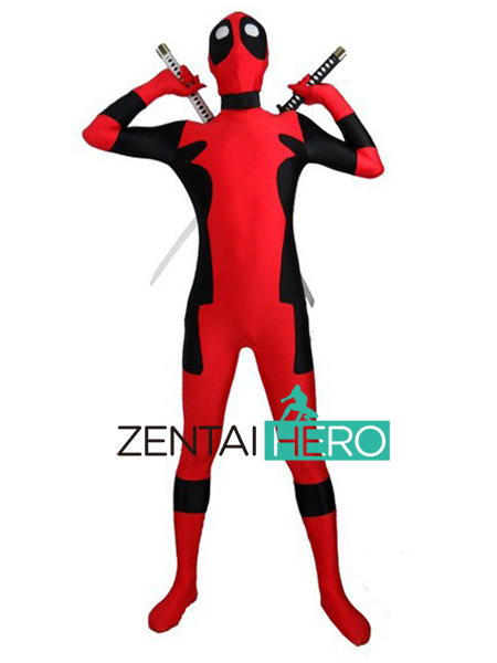 Male Style Red And Black Deadpool Superhero Costume
