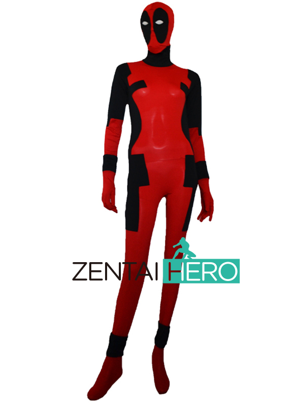 Hot Cool Black And Red Deapool Super Hero Zentai Costume