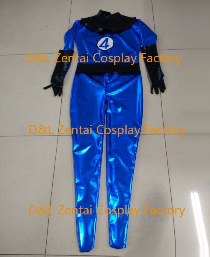 Blue Fantastic Four Shiny Metallic Superhero Zentai Catsuit
