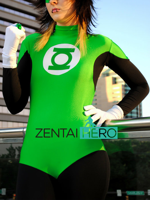 Female Green And Black Superhero Green Lantern Costume