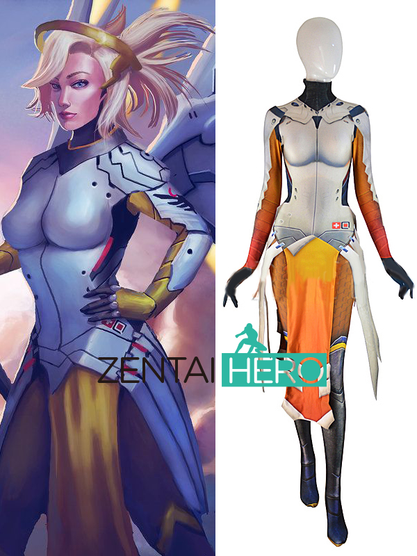 Overwatch Mercy Costume Girl Game Superhero Costume