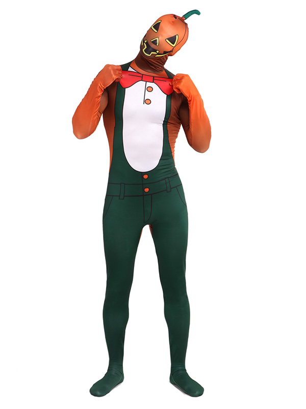 Printing Pumpkin Demon Unisex Cosplay Halloween Zentai Suit