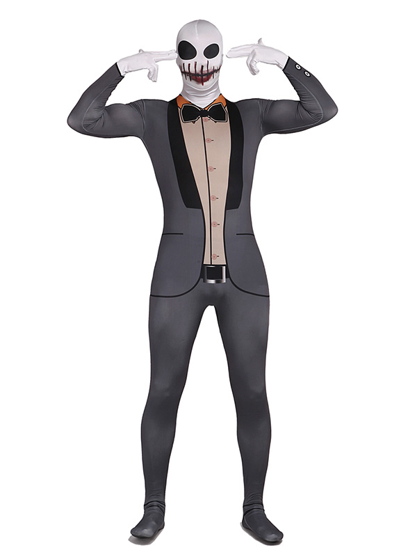 Skeleton Zentai Suit Spandex Gray Vampire Halloween Costume