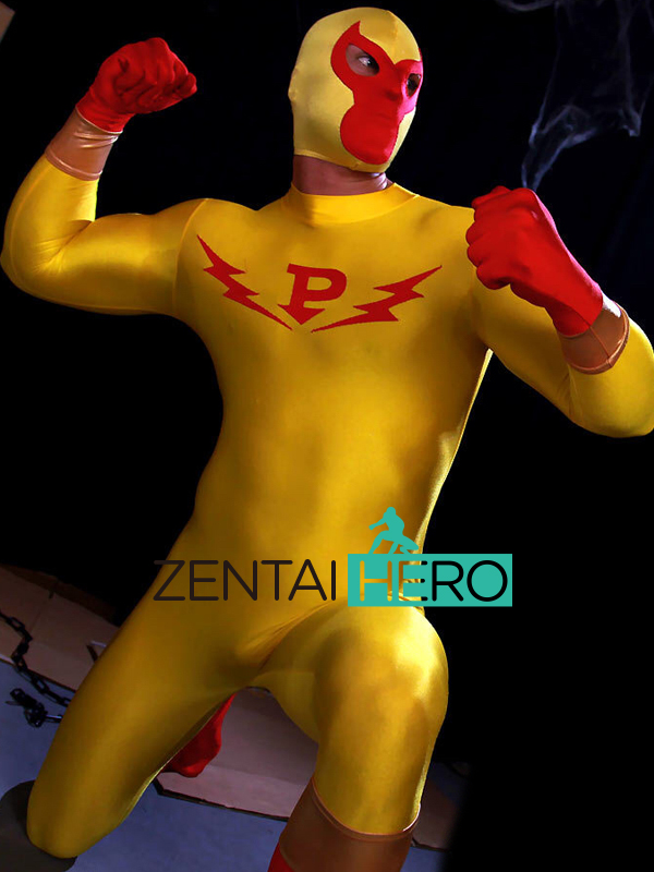 Yellow & Red Superhero Costume Lycra Zentai Catsuits