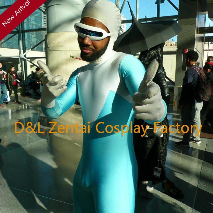 Blue And White The Incredibles Frozone Superhero Costume