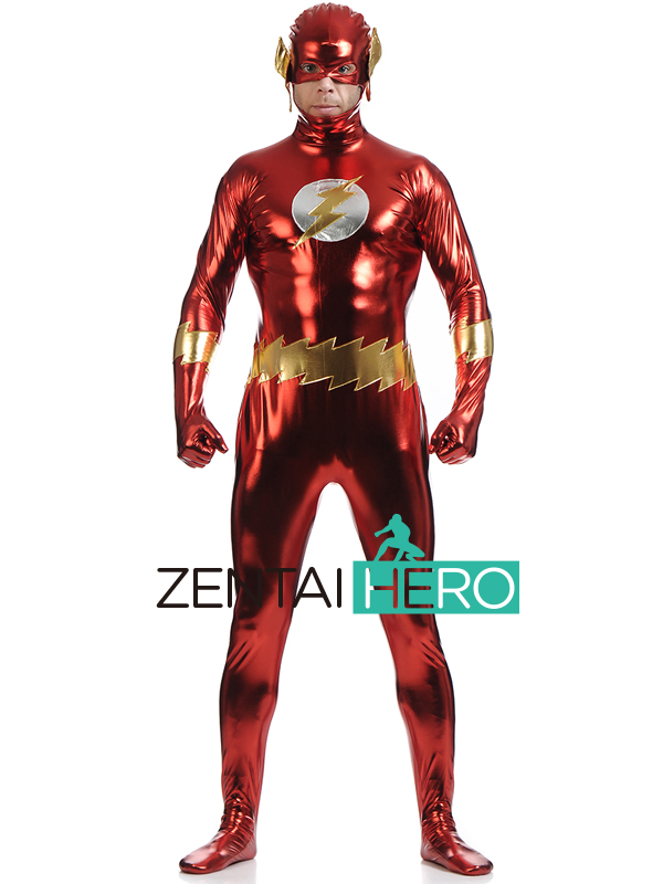 Shiny Metallic Red Zentai Flash Superhero Costume