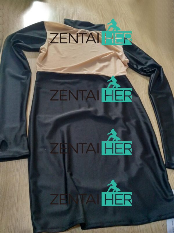Black Lycra Spandex See Through Flesh Silk Zentai Suit Dress