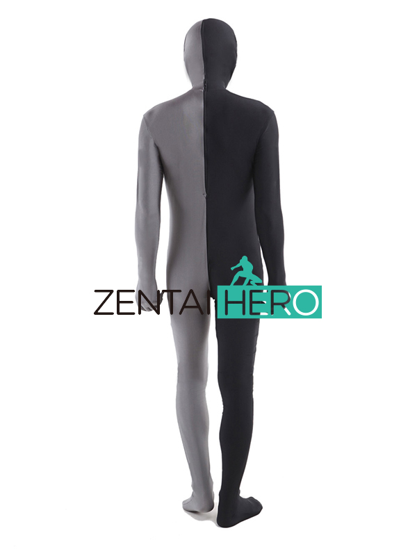Gray & Black Fullbody Lycra Spandex Zentai Suit
