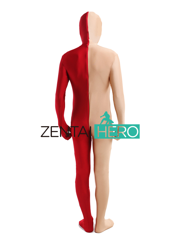 Red And Flesh Lycra Spandex Zentai Suit For Cosplay
