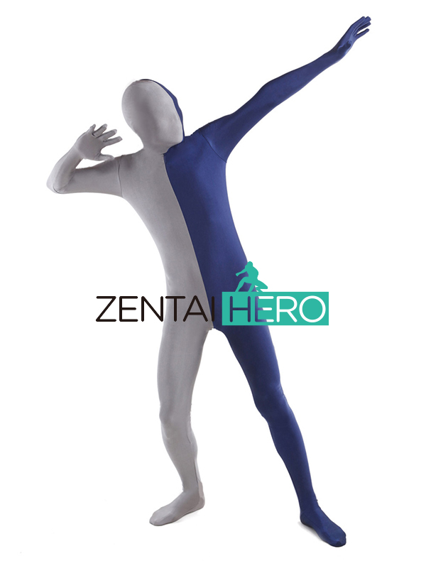 Blue & Gray Full Body Lycra Zentai Suit