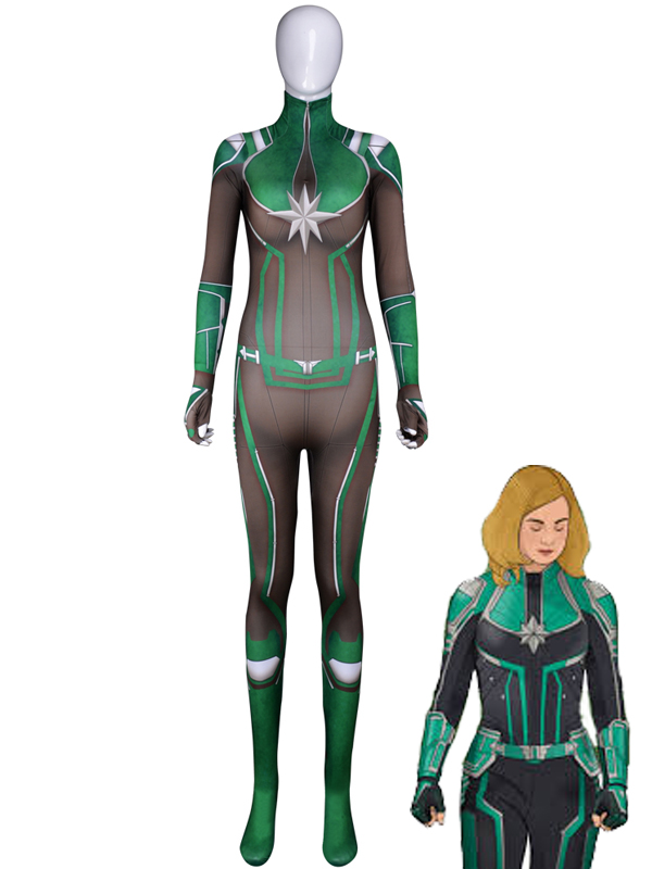 3D Printed Green Captain Marvel Carol Denverse Cosplay Suit