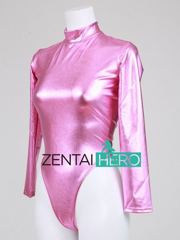 Pink Sexy Tights One-pieces Shiny Catsuits Leotard