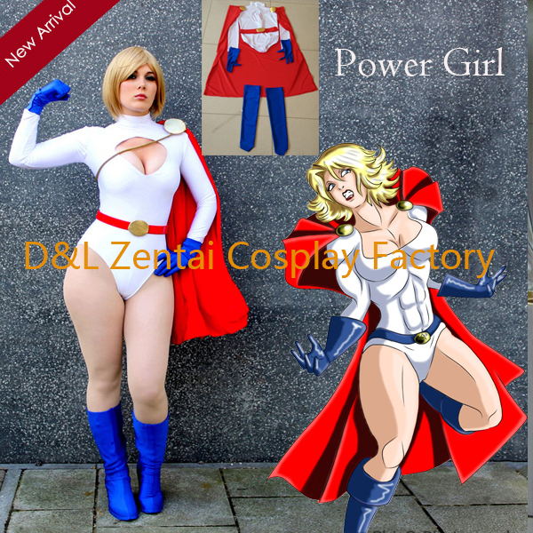 White Spandex Power Girl Superhero Halloween Costumes