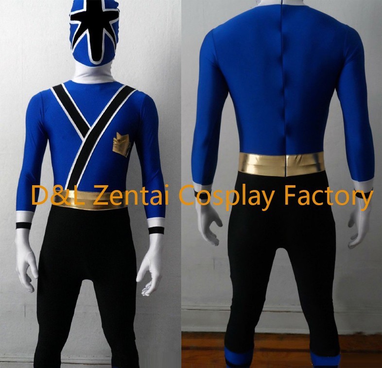 Blue Shinkenger Costume Power Rangers SuperHero Zentai Suit