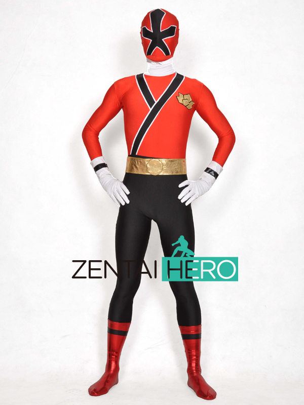 Red Shinken Shinkenger Power Ranger Lycra Superhero Costume