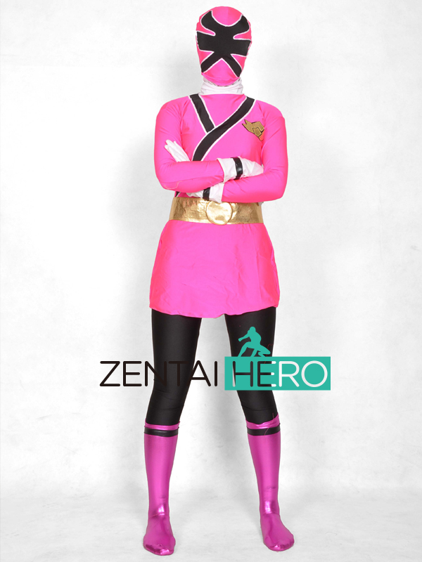 Pink Shinkenger Power Ranger Spandex Superhero Costume